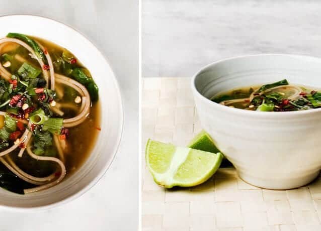 Spinach and Soba Noodle Soup