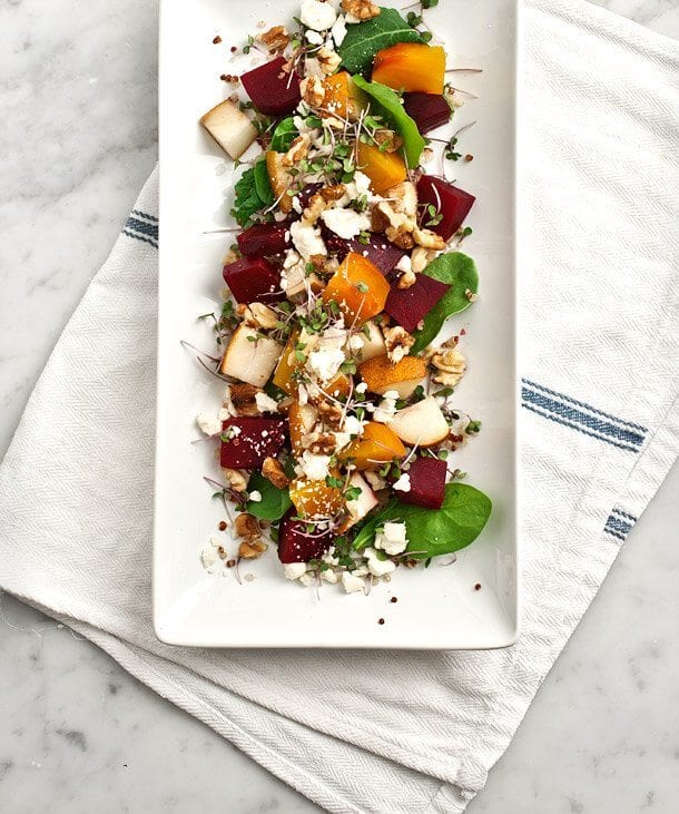 Roasted Beet Salad with Pear and Walnuts