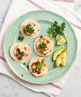 mini ceviche tacos, two ways (vegetarian & pesca)