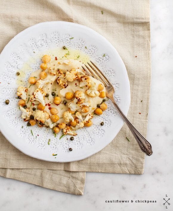 cauliflower puree & roasted chickpeas