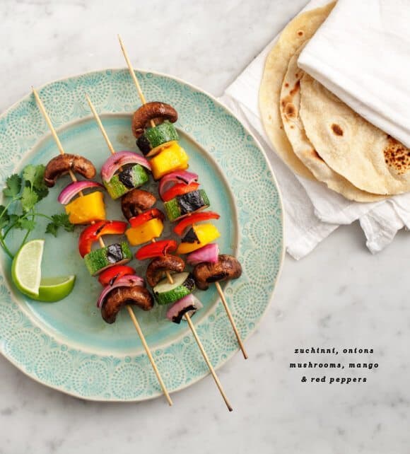 chile-lime grilled veggie skewers // loveandlemons.com