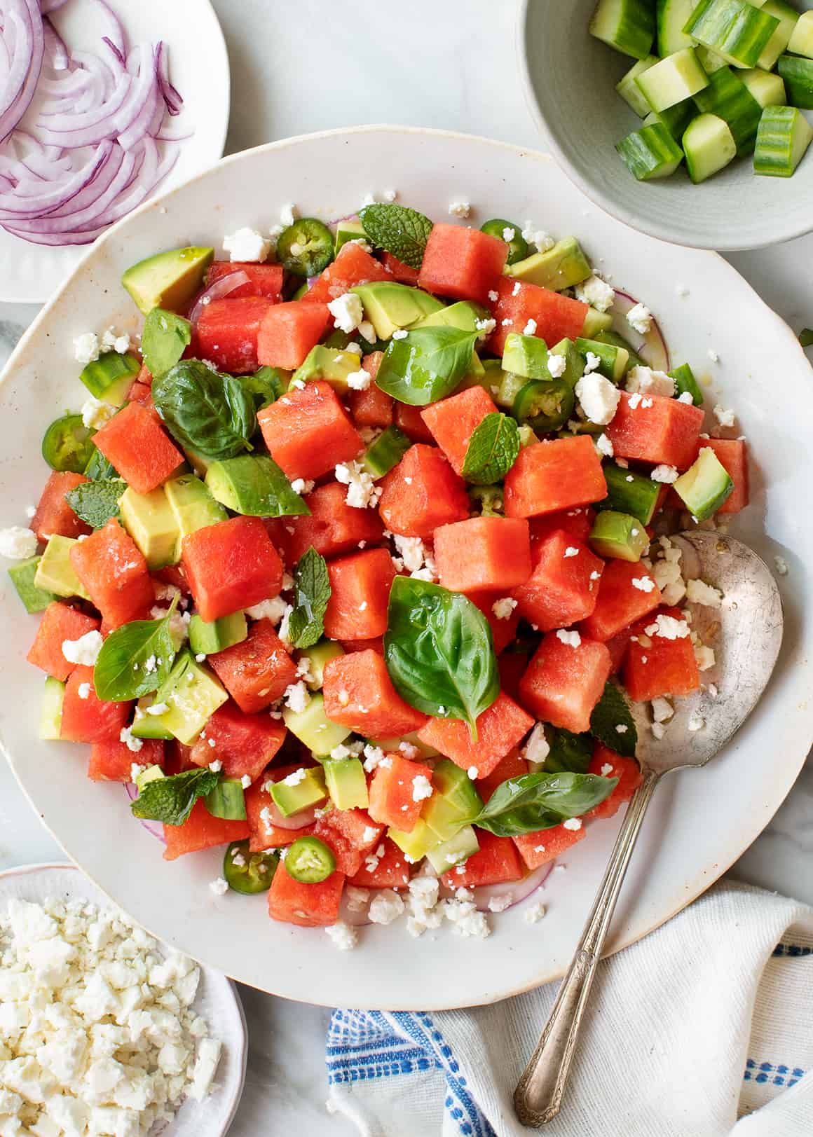 Watermelon Salad with Feta and Basil