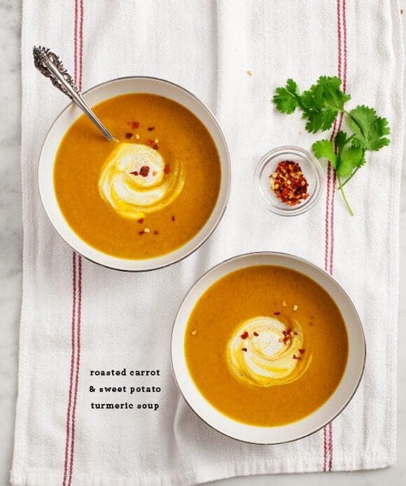 roasted carrot & sweet potato turmeric soup / loveandlemons.com