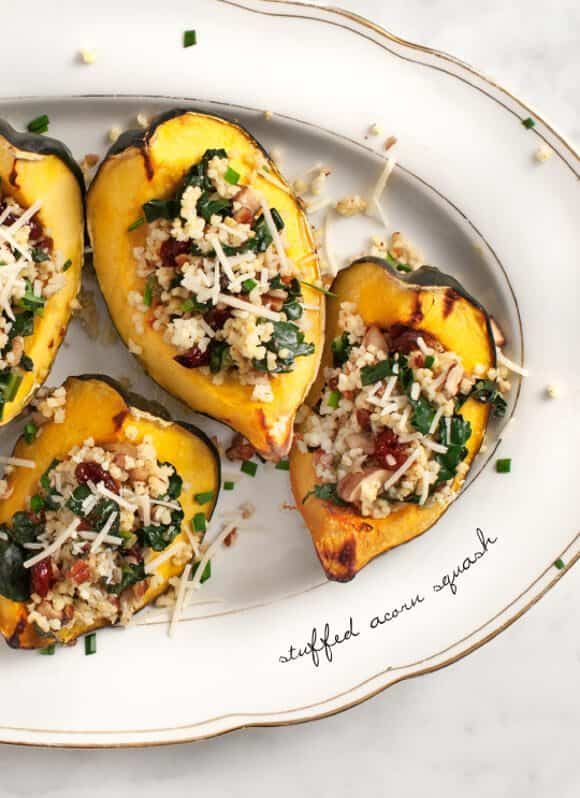 Stuffed Acorn Squash w/ Kale and Creminis stuffed acorn squash