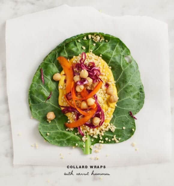 collard green wraps with carrot hummus