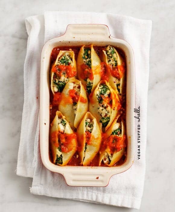 Vegan Ricotta Stuffed Shells with Creamy Pesto - This Savory Vegan