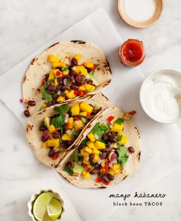 mango habanero black bean tacos