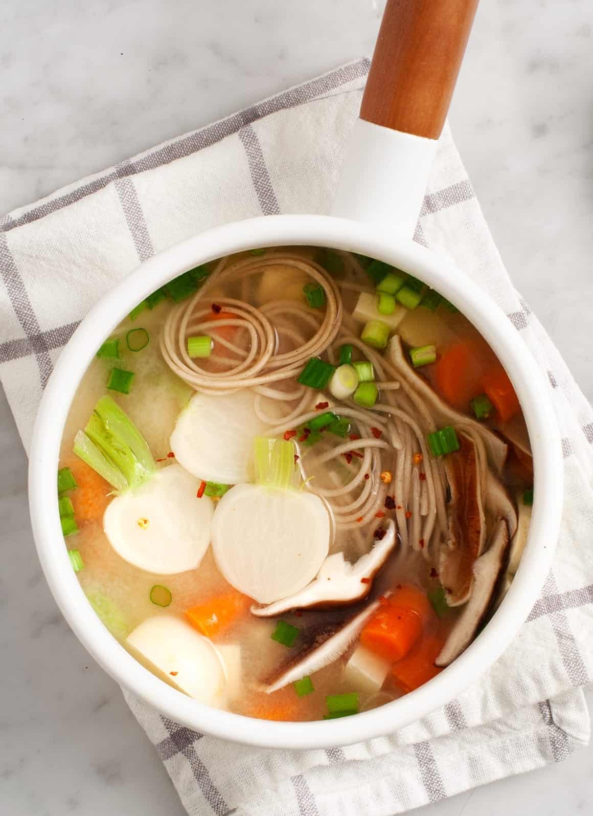 Ginger Miso Soup with Soba & Turnips Recipe - Love and Lemons