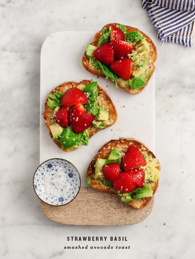 Strawberry Basil Smashed Avocado Toast Recipe - Love and Lemons