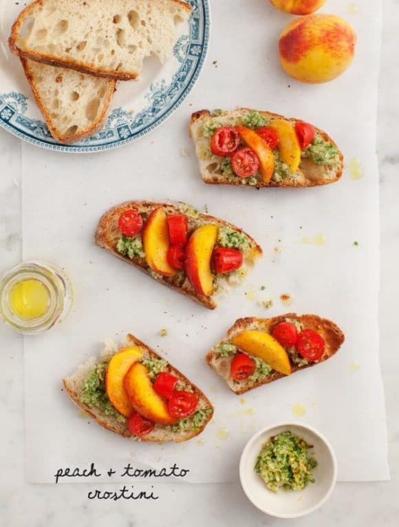Peach & Tomato Crostini Recipe - Love and Lemons
