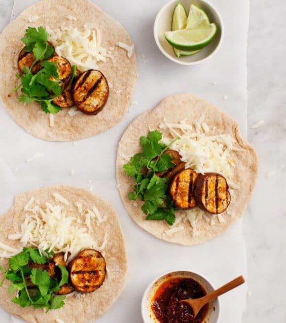 Erin's Adobo Eggplant Quesadillas Erin's Adobo Grilled Eggplant Quesadillas / loveandlemons.com