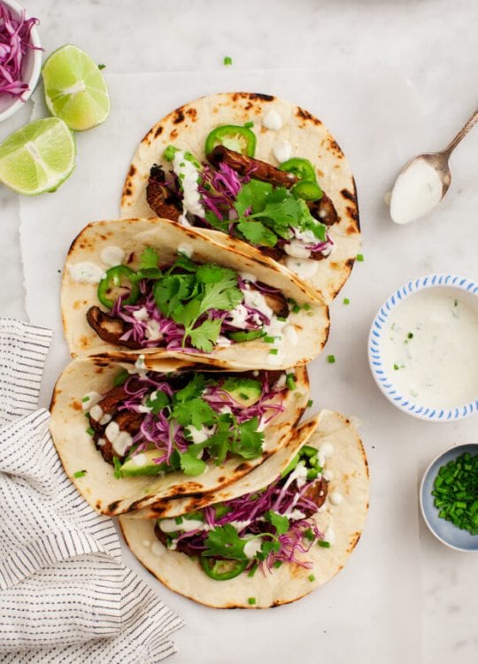 Portobello Tacos w/ Vegan Jalapeño Sauce Recipe Love and Lemons