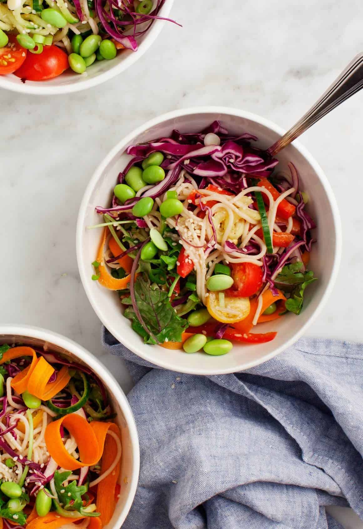 Rainbow Bowls w/ Almond-Ginger Dressing Rainbow Bowls w/ Almond-Ginger Dressing