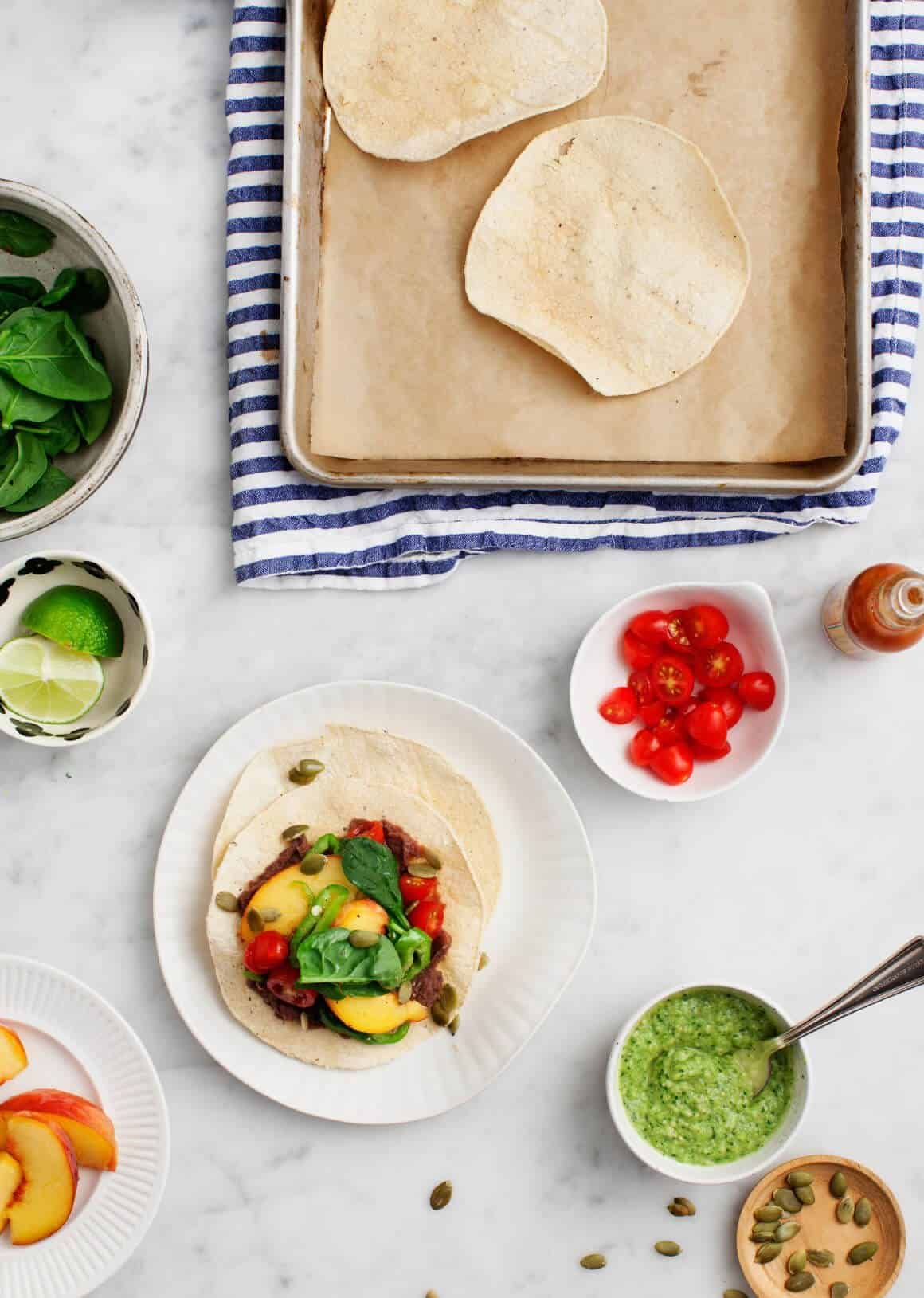 Peach Tostadas and a Saveur Nomination(!) Green Chile Peach Tostadas