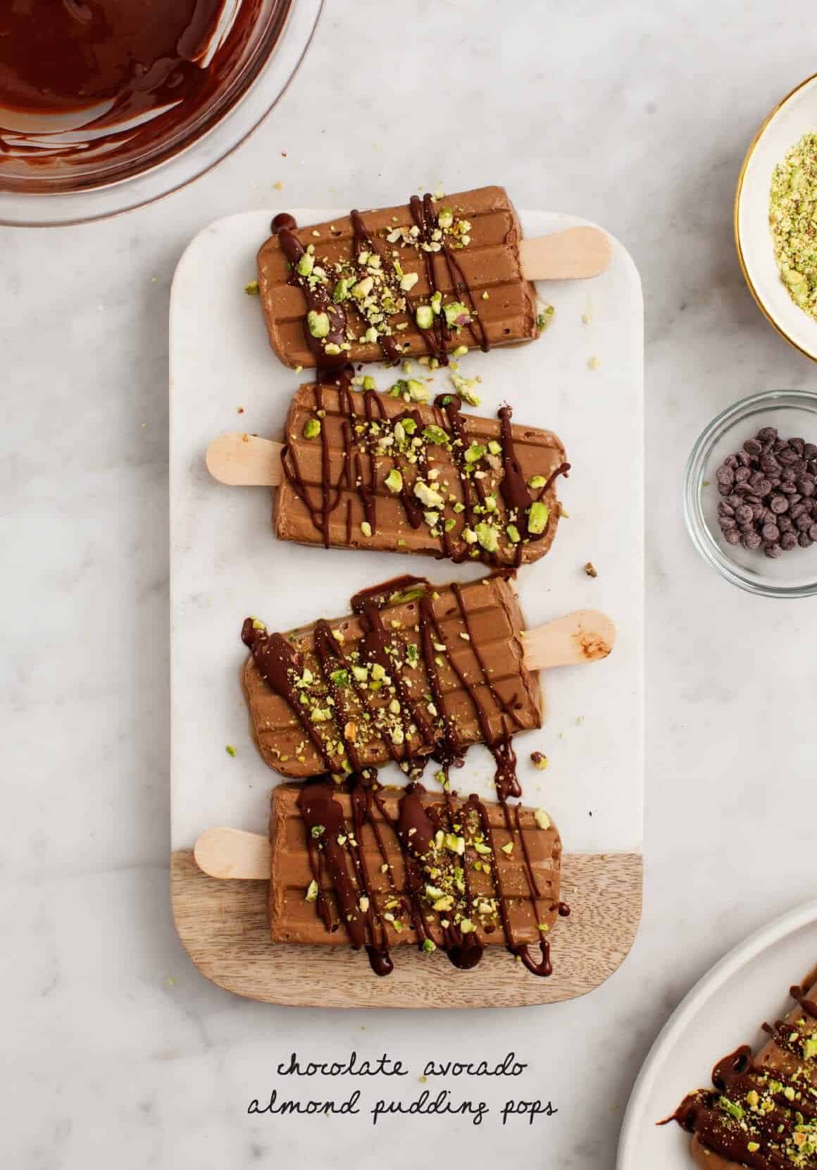 Chocolate Avocado Almond Pudding Pops