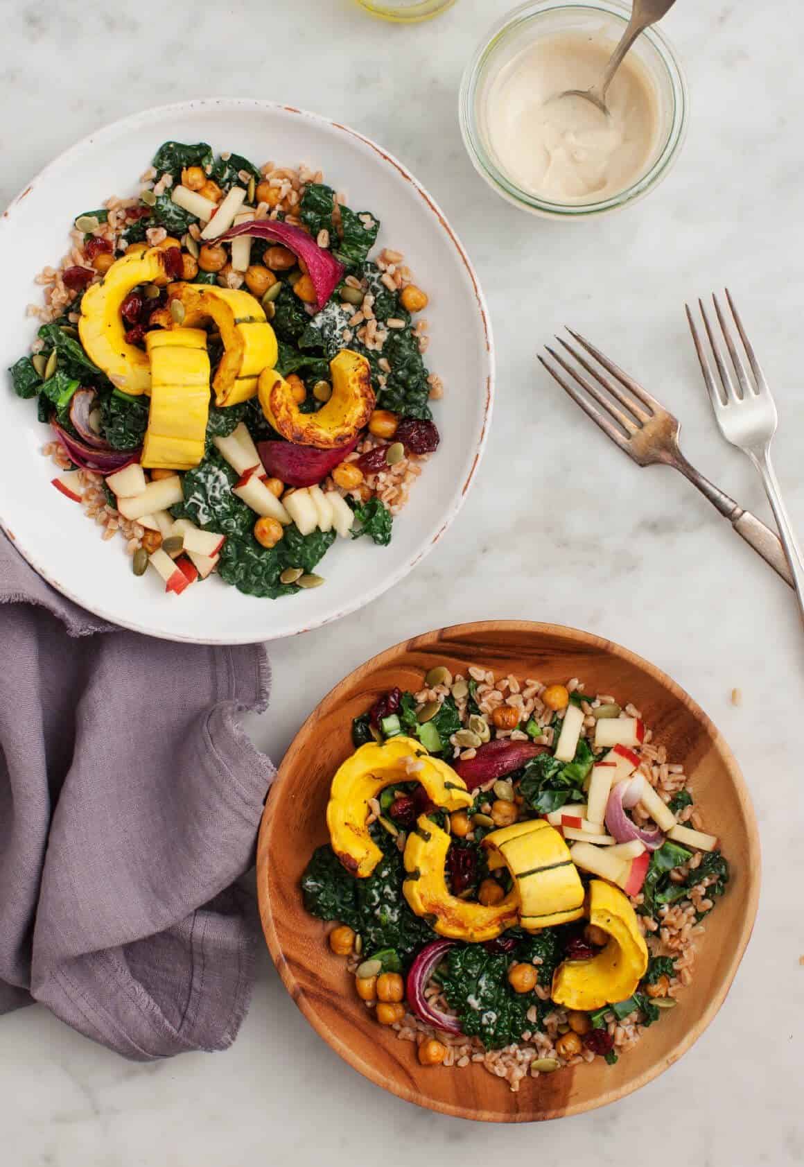 Roasted Delicata Squash Kale Salad