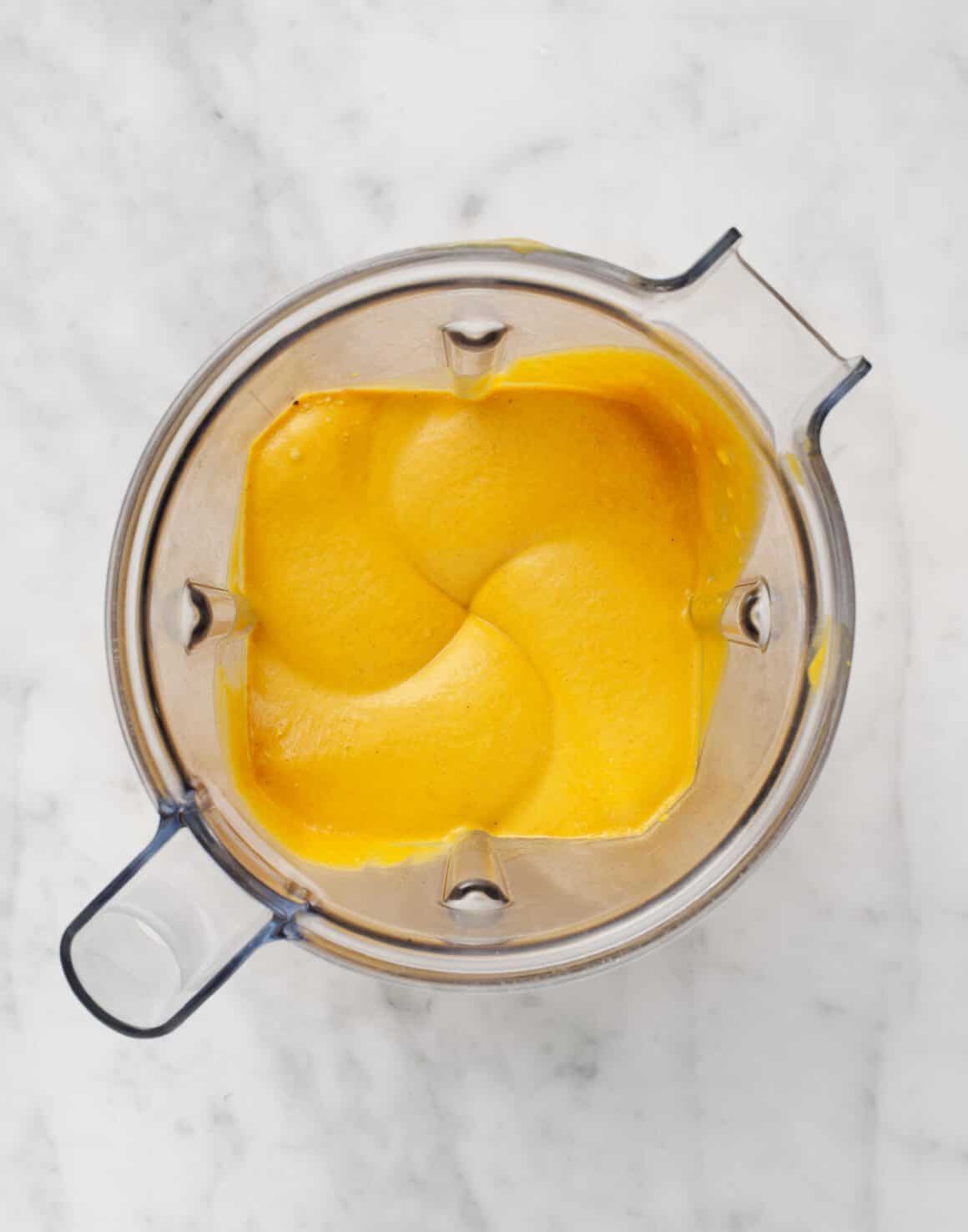 Pumpkin mixture in a blender