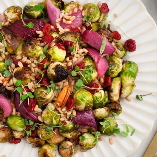 Brussels Sprouts with Farro & Pomegranate Recipe Love and Lemons