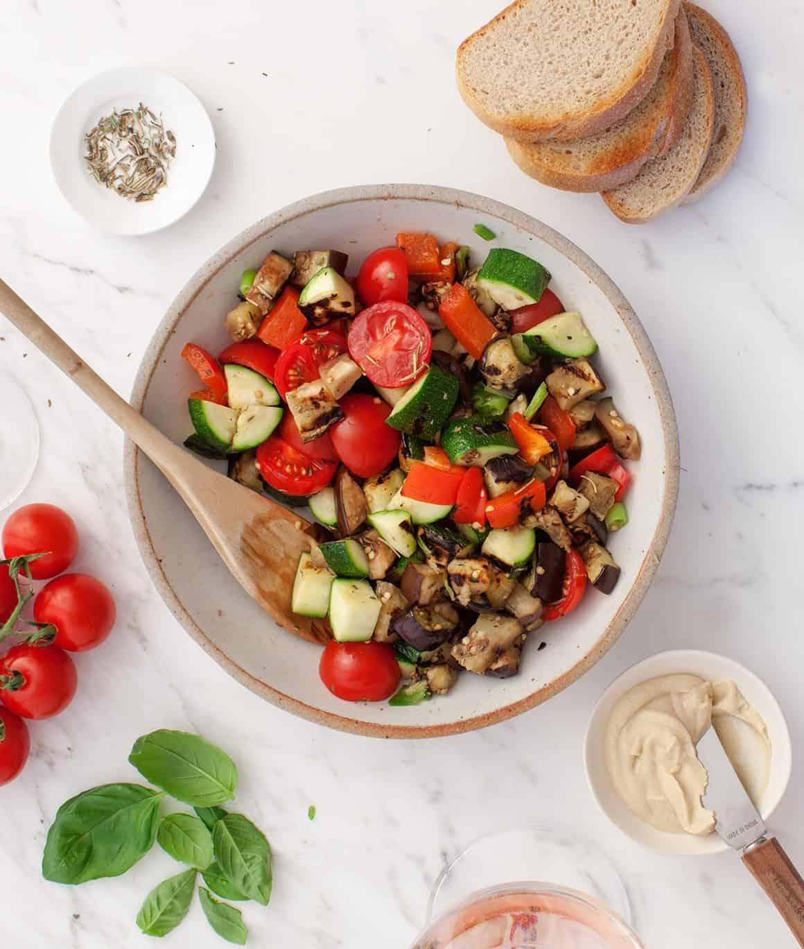 Grilled Ratatouille Tartines Grilled Ratatouille Tartines