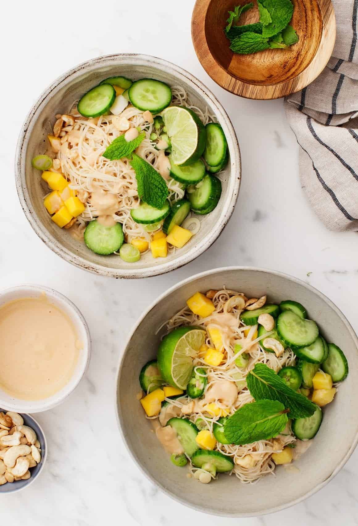 Cucumber Mango Miso Noodle Bowl