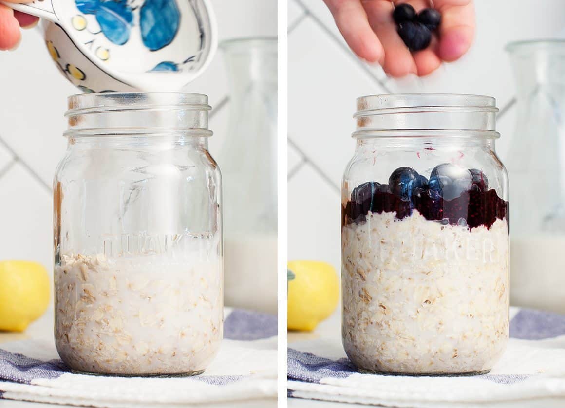 Overnight Oats with Blueberry Chia Jam Recipe - Love and Lemons