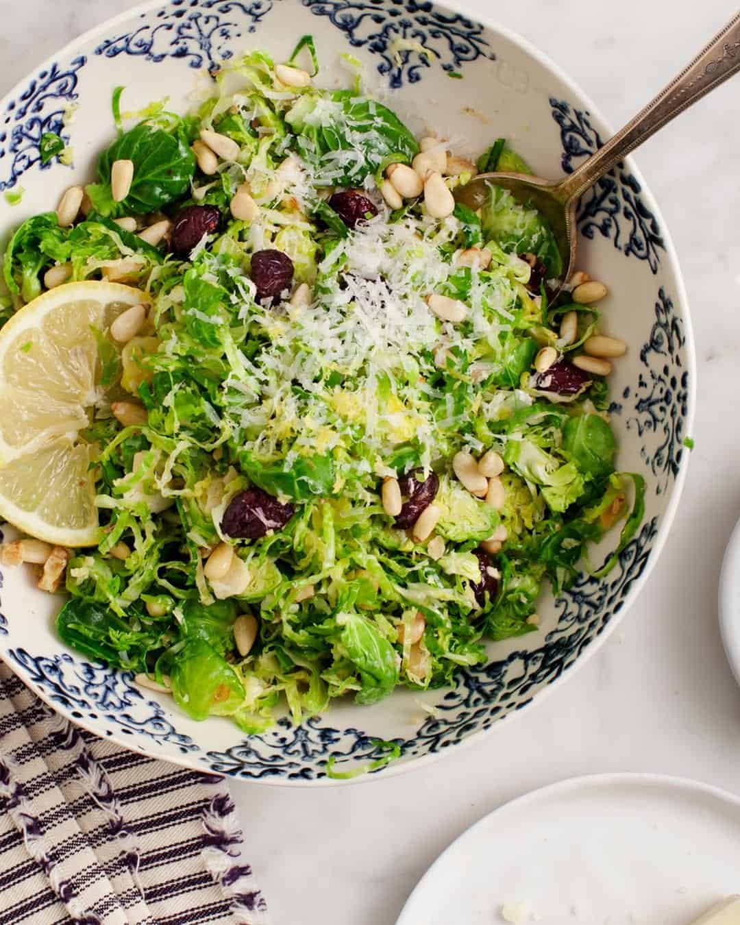 Shredded Brussels Sprout Salad with Cranberries