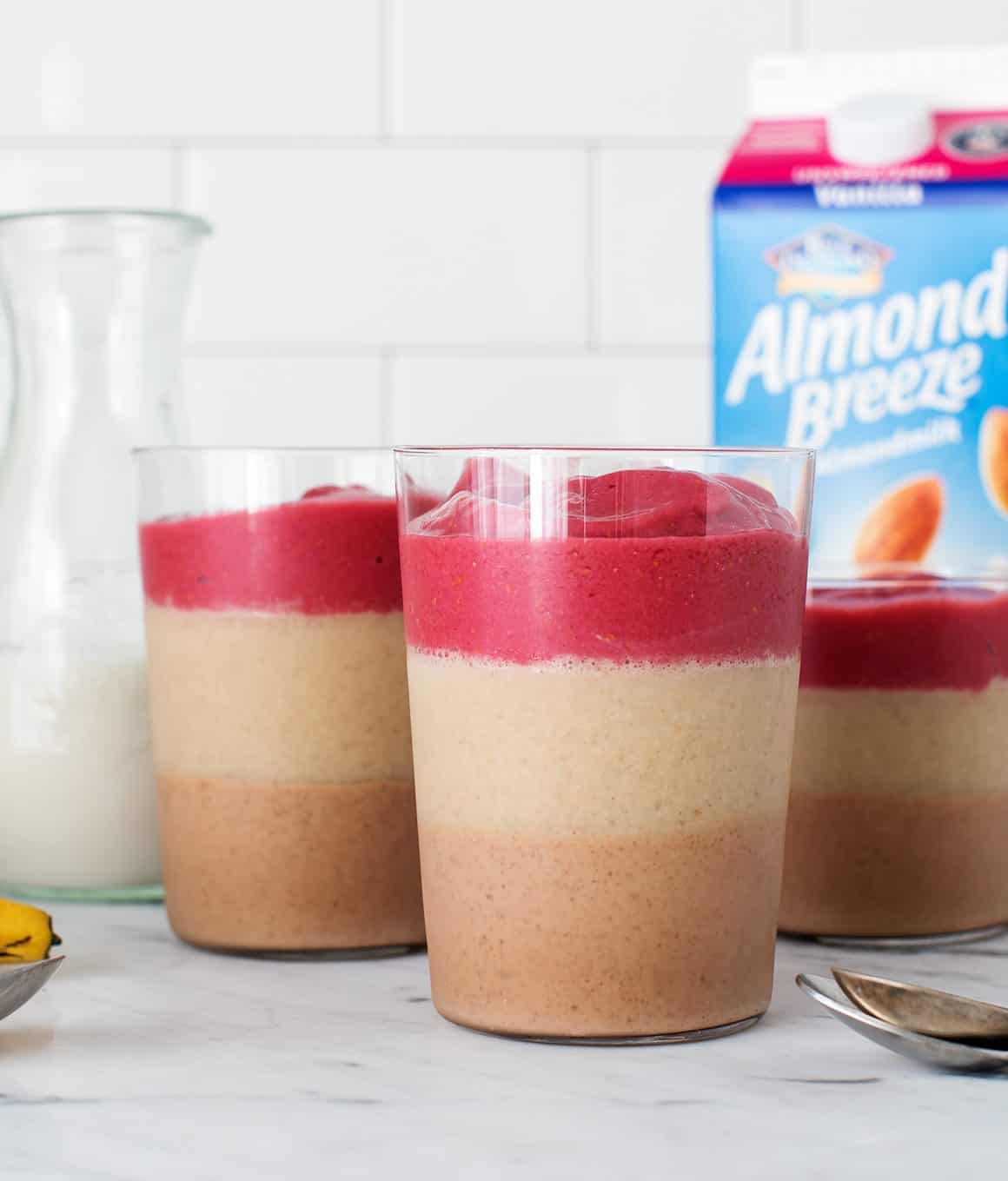 3-Layer Fruit Smoothie Banana berry almond fruit smoothie