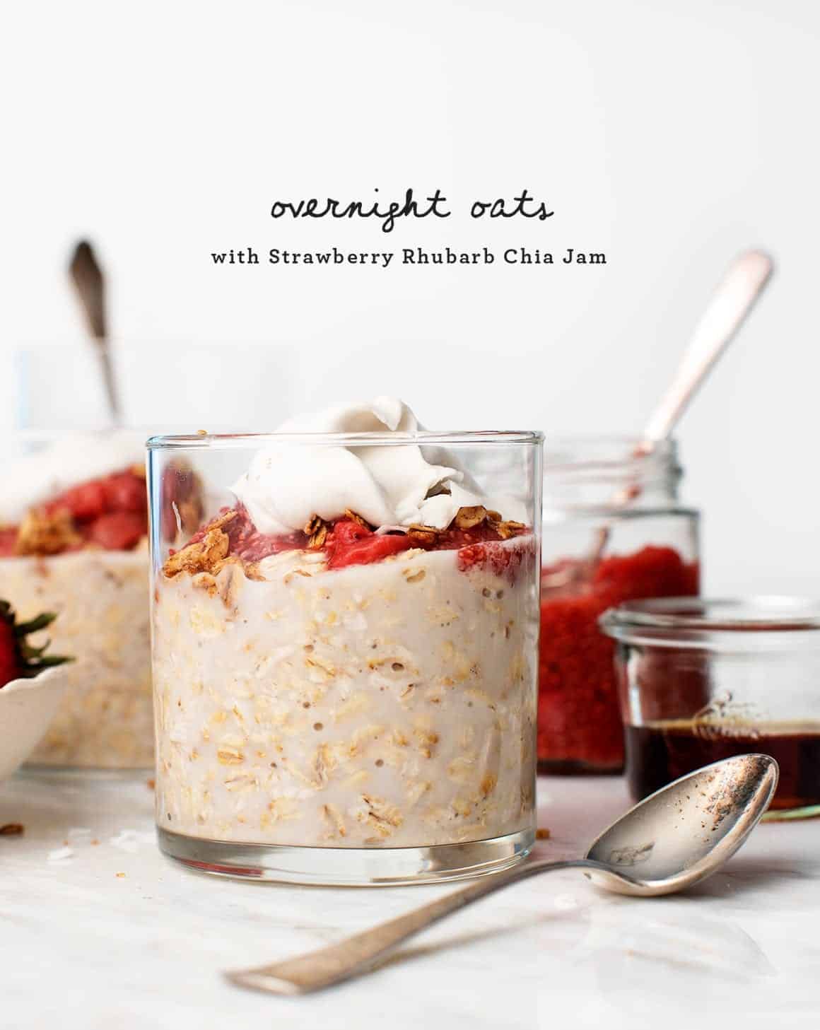 Strawberry Rhubarb Chia Overnight Oat Parfaits