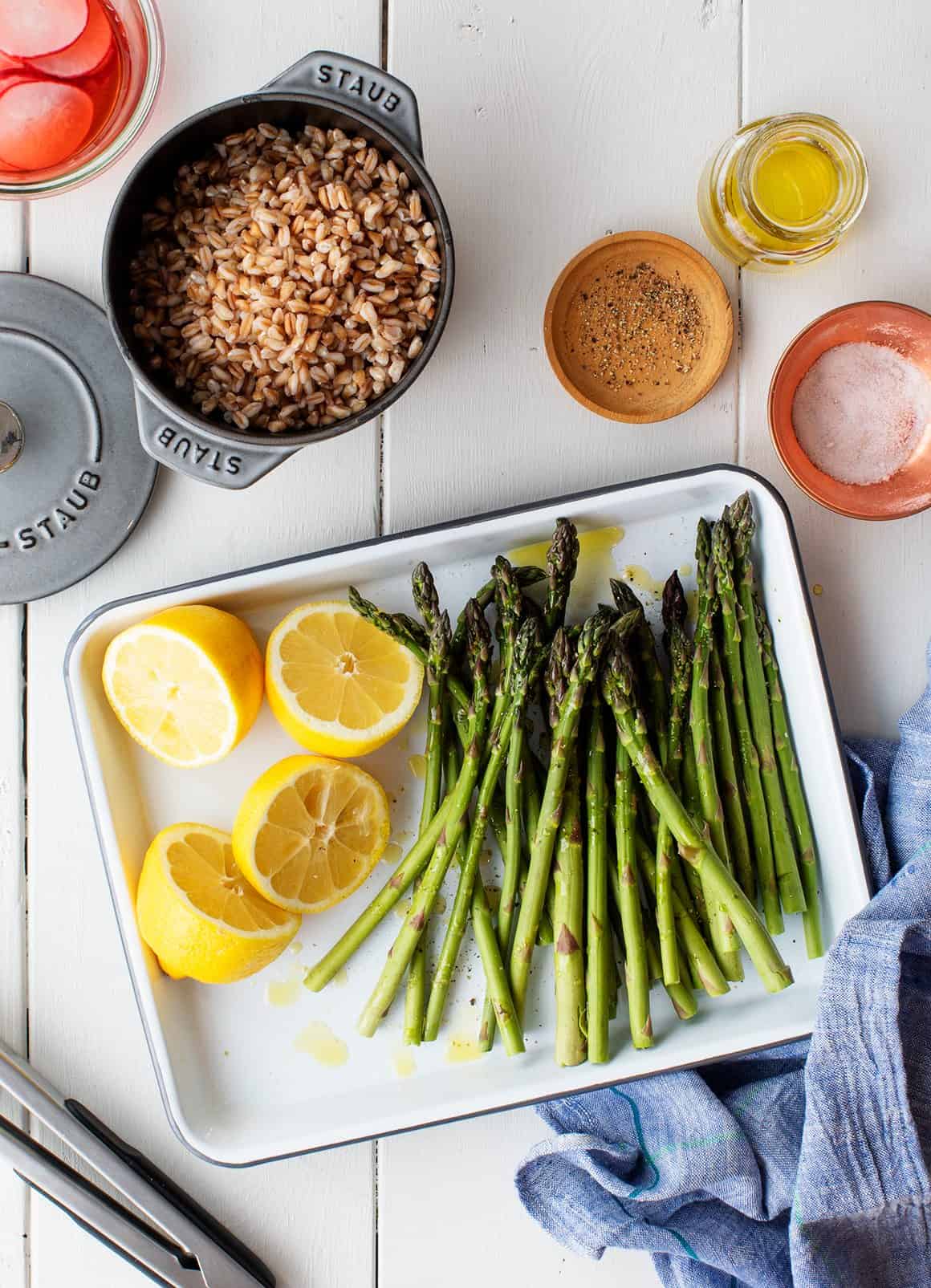 Grilled Asparagus Lemon-Thyme Farro Salad