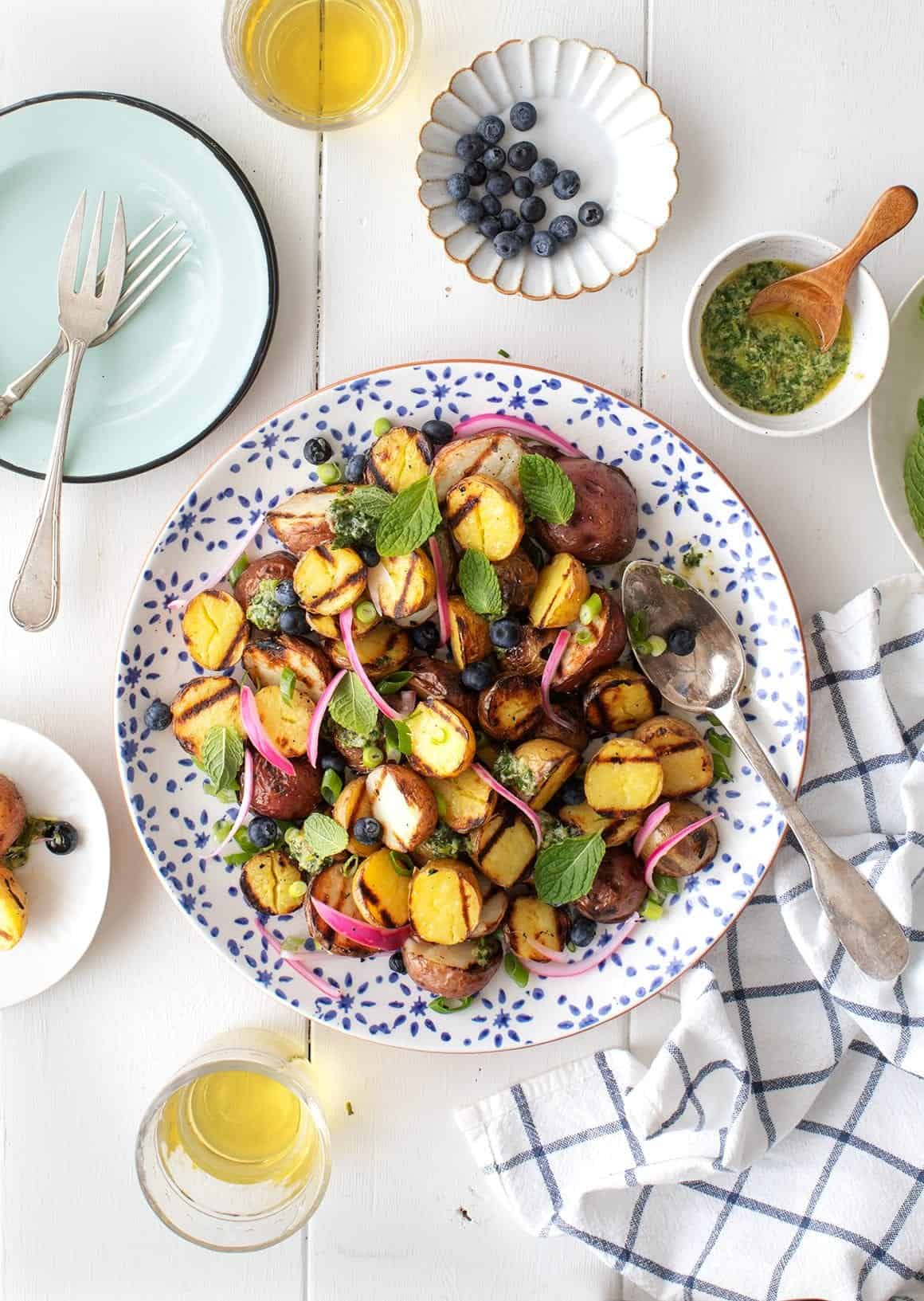 Grilled Potato Salad with Grilled Scallion Vinaigrette