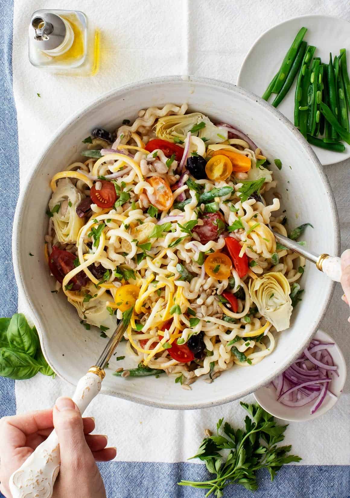 Sunny Creamy Tahini Pasta Salad