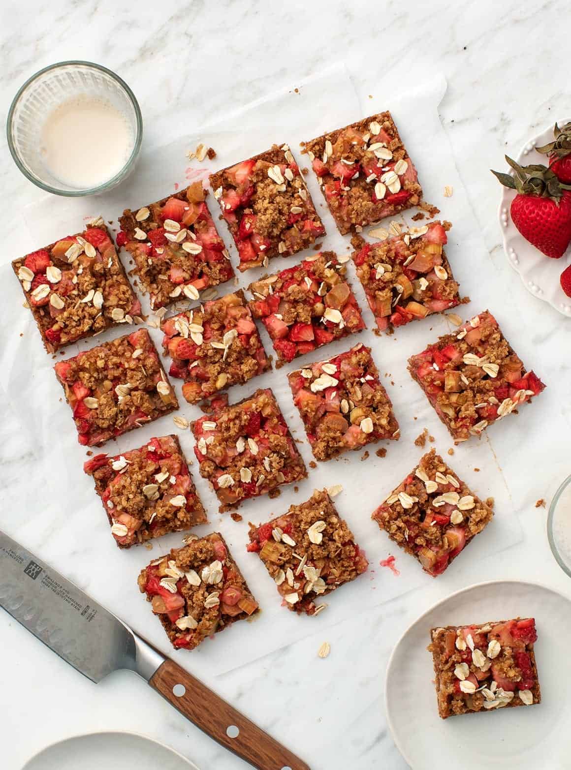 Strawberry Rhubarb Bars Recipe - Love and Lemons