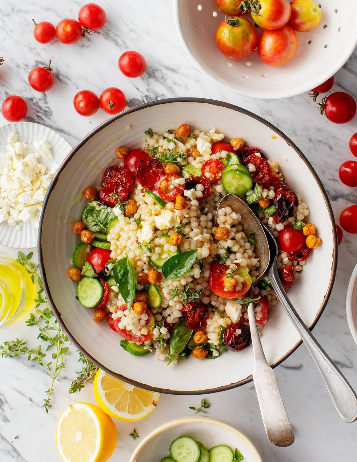 Israeli Couscous Salad in a bowl