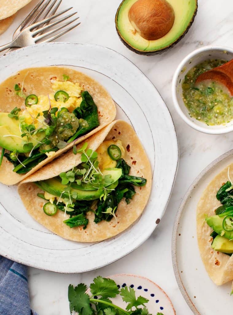 Avocado Tomatillo Breakfast Tacos Recipe Love and Lemons