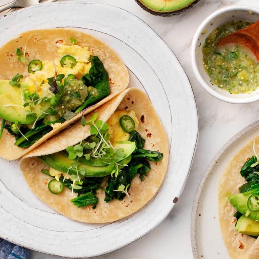 Avocado Tomatillo Breakfast Tacos Recipe Love and Lemons
