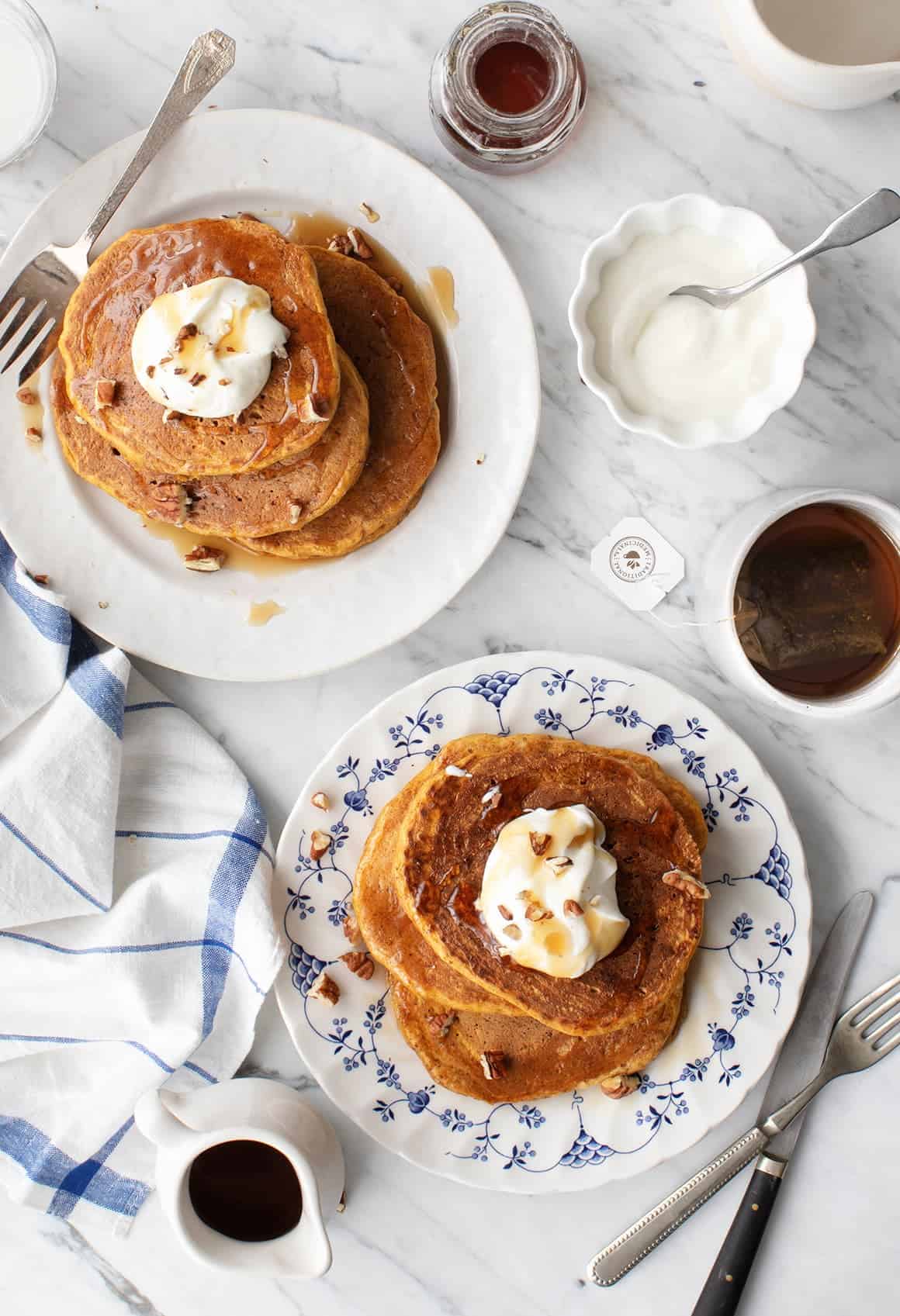 Fluffy Pumpkin Pancakes - plant-based breakfast ideas