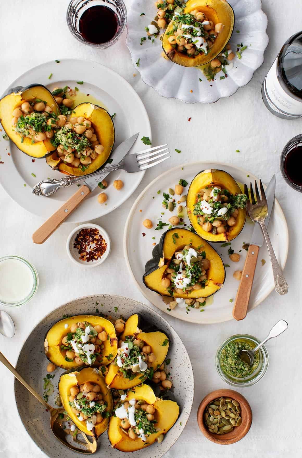 Acorn Squash with Chickpeas & Chimichurri