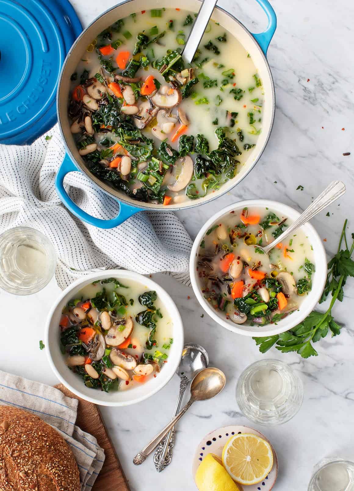 White Bean Soup with Kale & Wild Rice