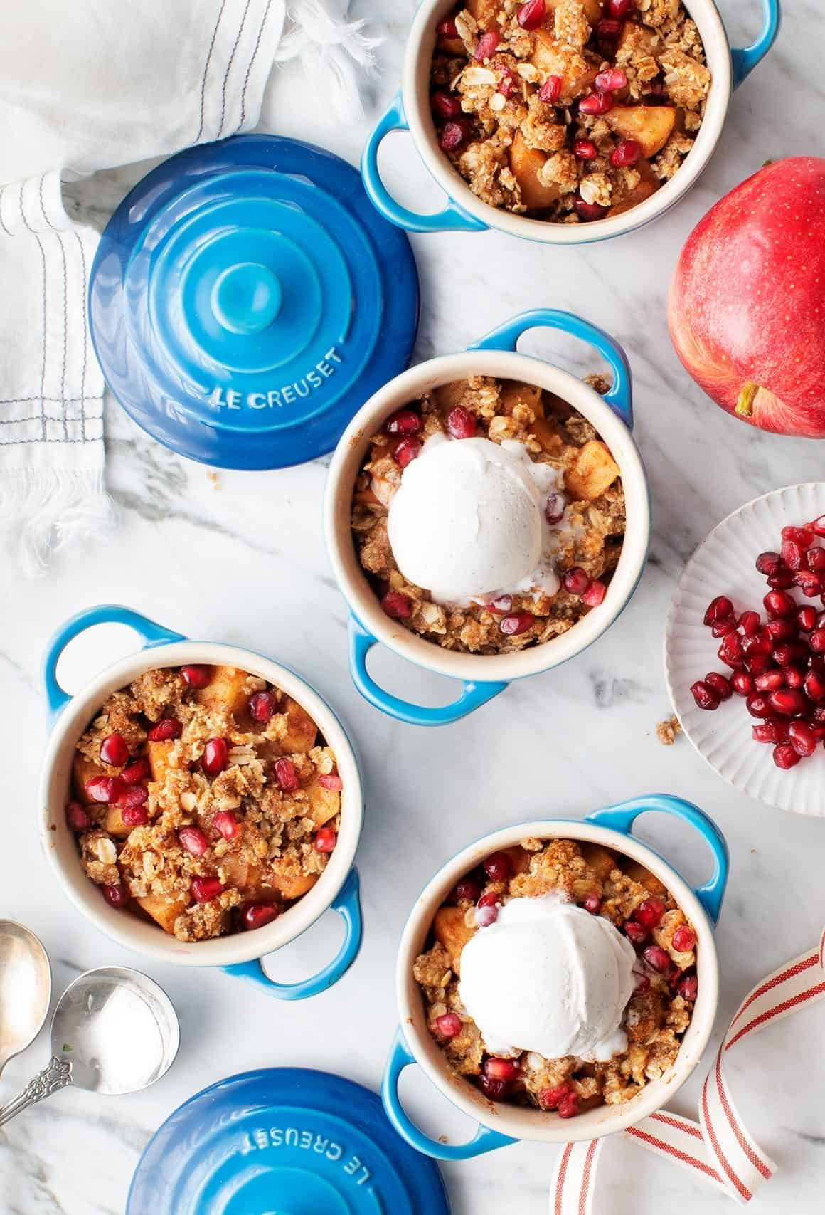 Spiced Healthy Apple Crisp with Pomegranates