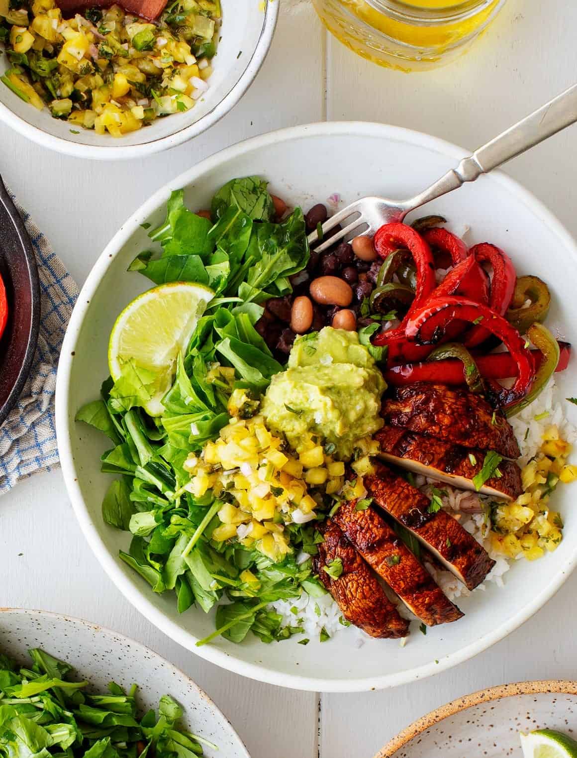 Healthy Game Day Recipes - Portobello Fajita Burrito Bowls