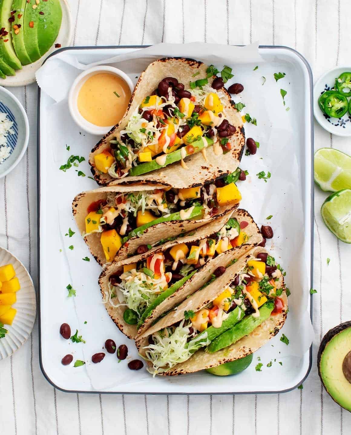 Healthy Game Day Recipes - Mango Black Bean Tacos