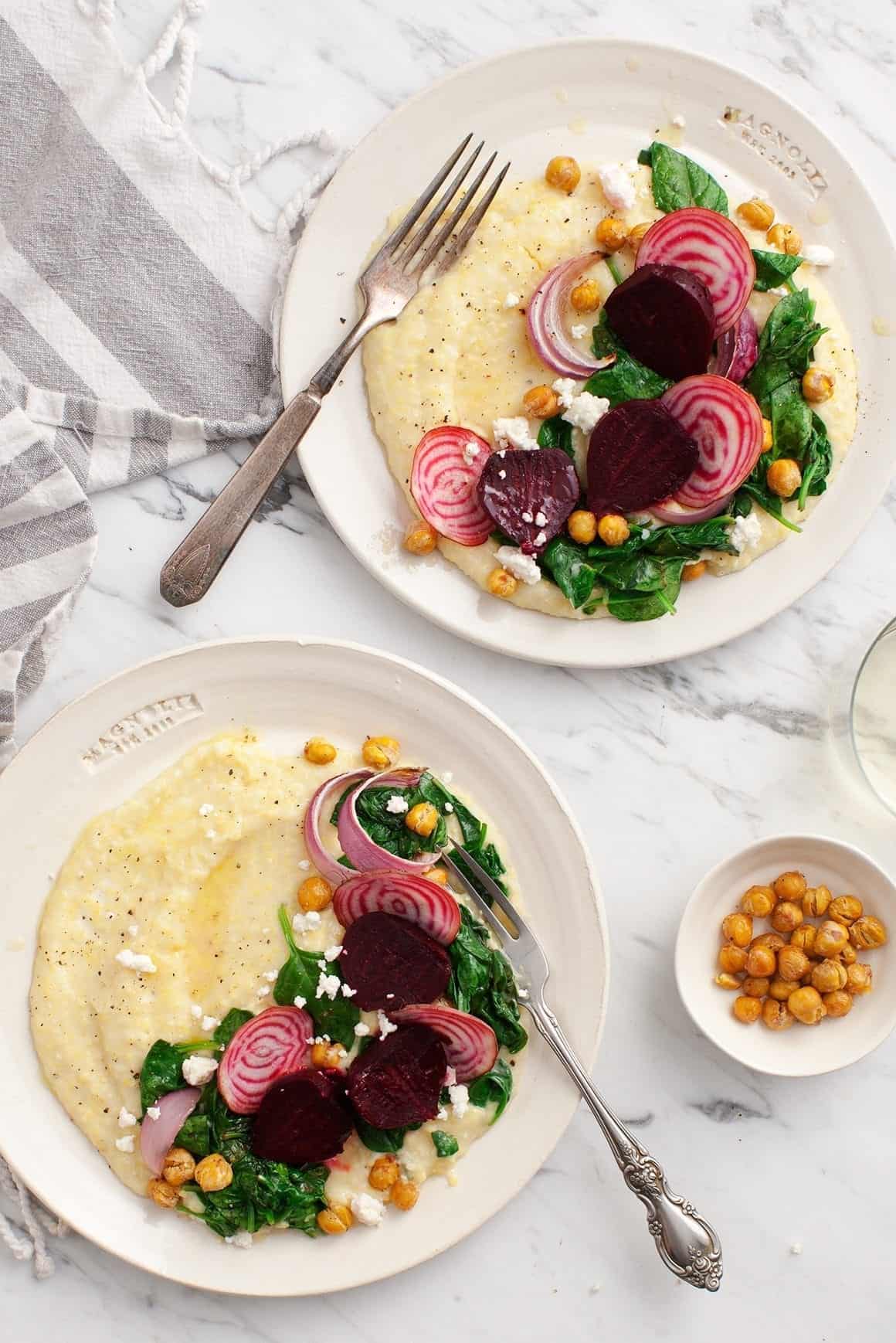 Creamy Polenta with Roasted Beets for Valentine's Day