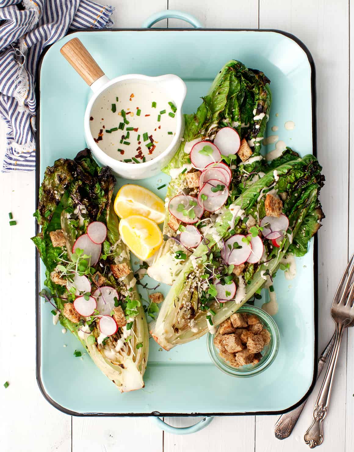 Grilled Romaine Vegan Caesar Wedges