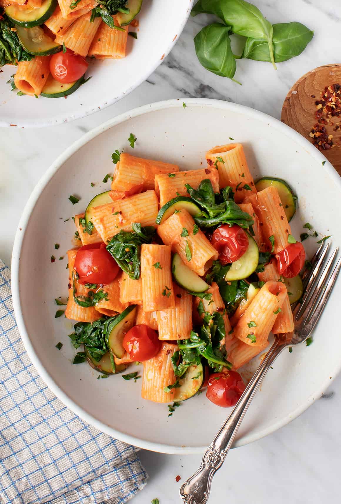 Pasta with basil