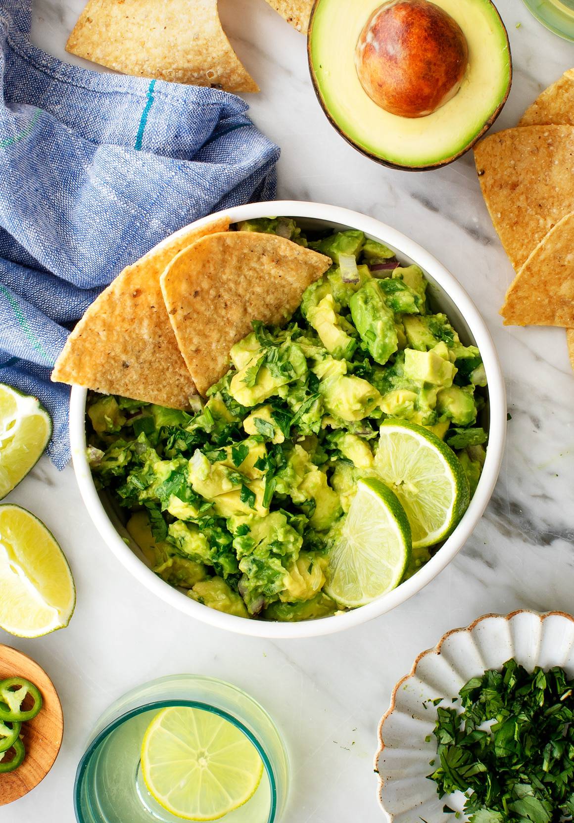 Bowl of guacamole with tortilla chips - easy summer appetizers