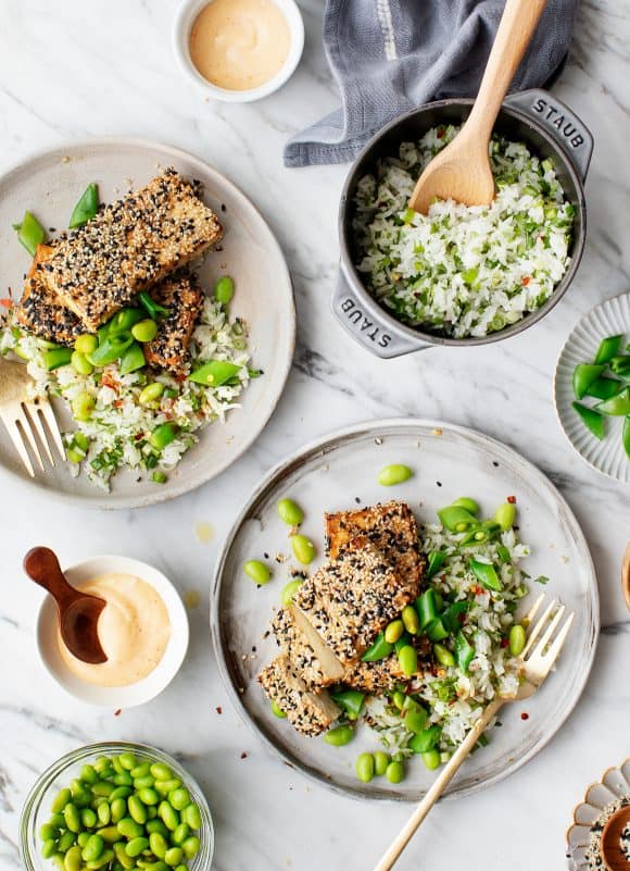 Spring dinner ideas - crispy sesame tofu