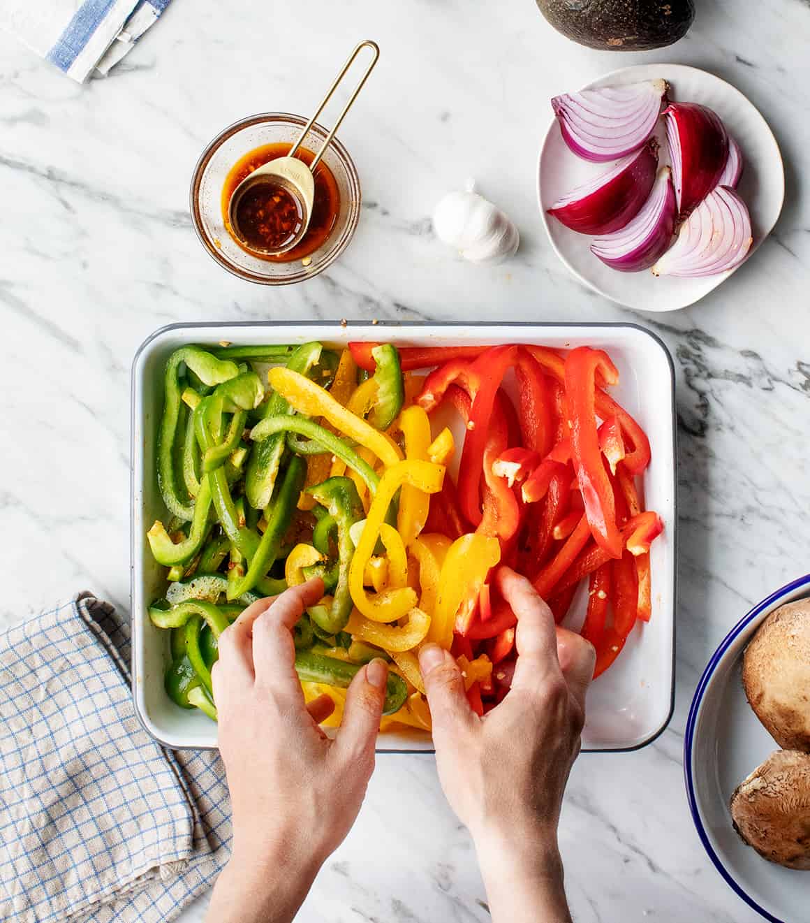 Fajita marinade on veggies