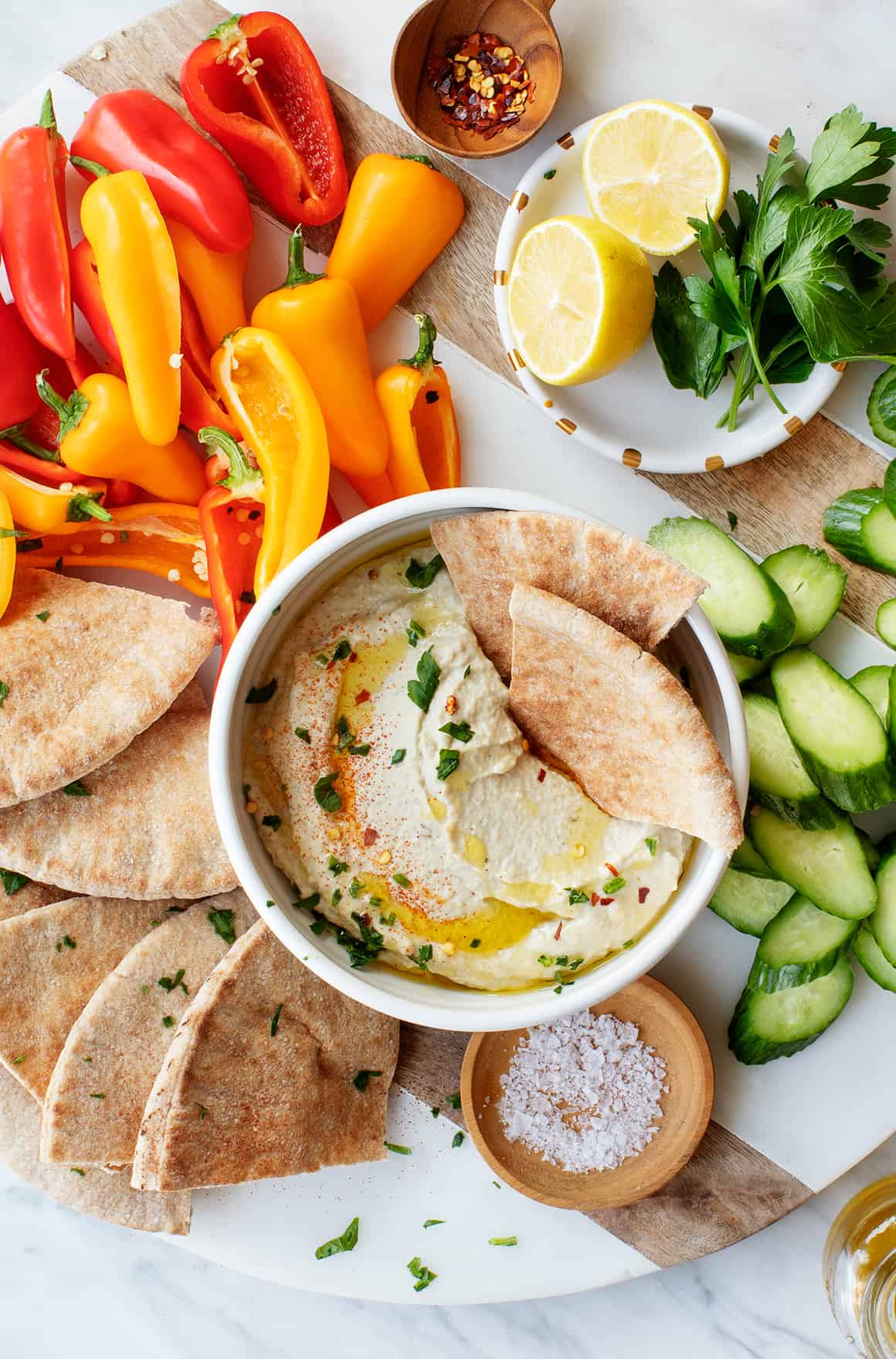 Baba ghanoush or Abagannuc; burnt eggplant salad with lemon, olive oil