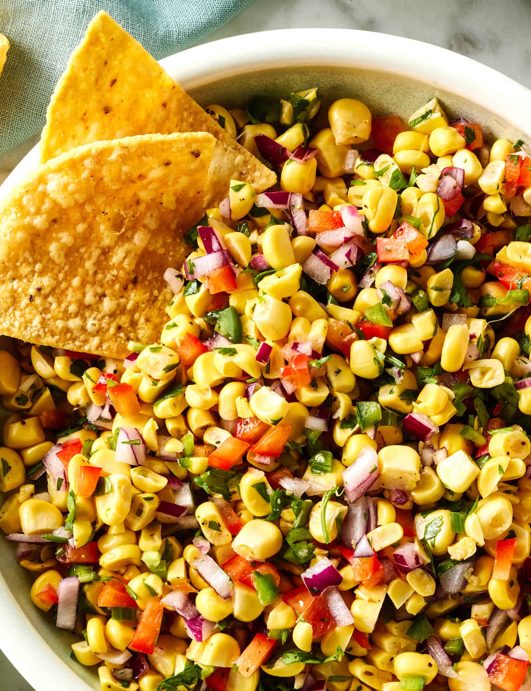 corn salsa with chips