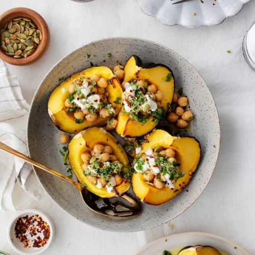 Acorn Squash with Chickpeas and Chimichurri